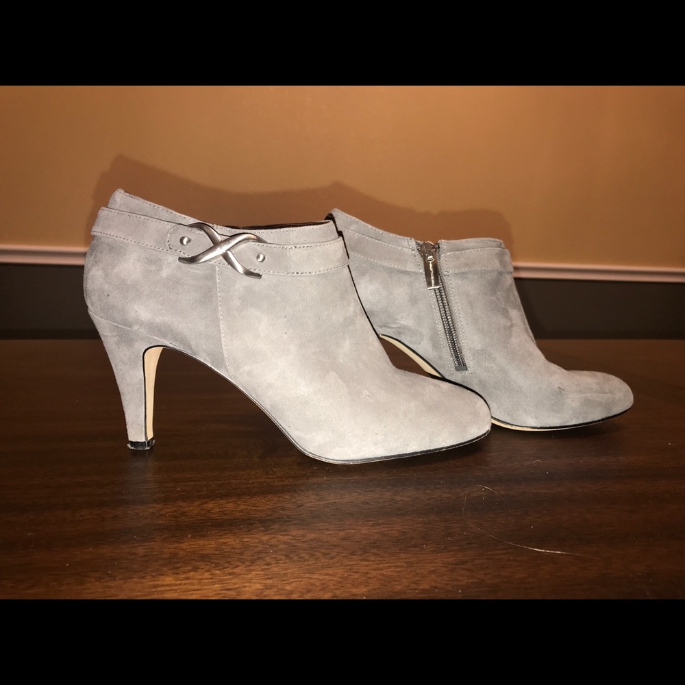 Grey suede booties
